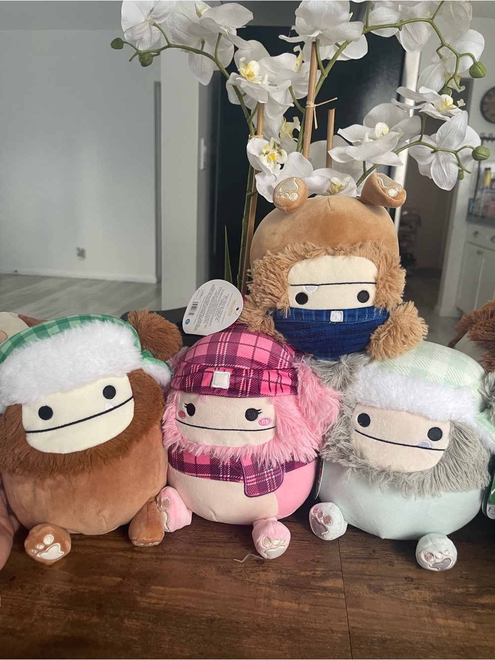 Squishmallows Winter Plaid Pink & Brown Plush Bundle